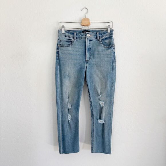 Express Distressed Raw Hem Cropped Ankle Skinny Jean High Rise Size 4 - Picture 3 of 8